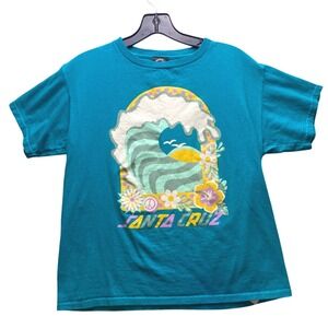 Santa Cruz Shirt Womens Large Wave Floral Skate‎ Spellout Skater Skateboard